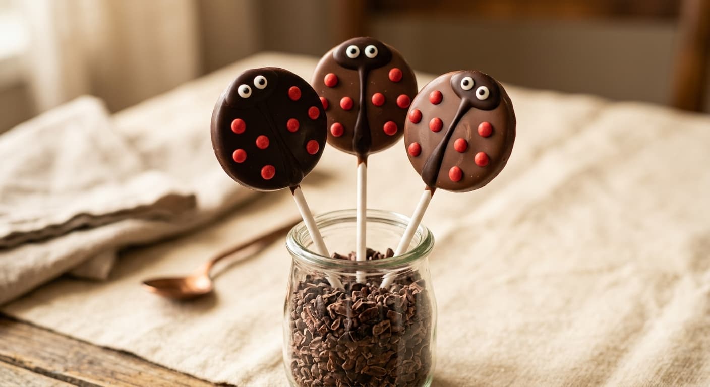 Schokoladen-Marienkäfer-Lollipops
